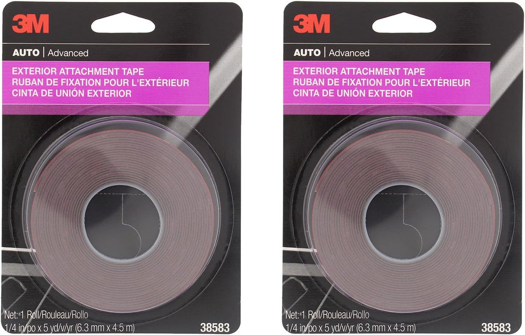 3M 38583 1/4" x 15' Exterior Attachment Tape (2 Pack)