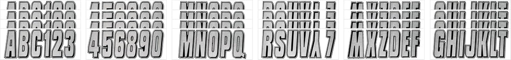 Hardline Products USA Series 320 Boat Registration Numbers Kit - 3 Inch Silver/Black Marine Vinyl Decals - USCG Compliant Lettering for Hull, PWC & Jet Ski - Fuel & Fade Resistant