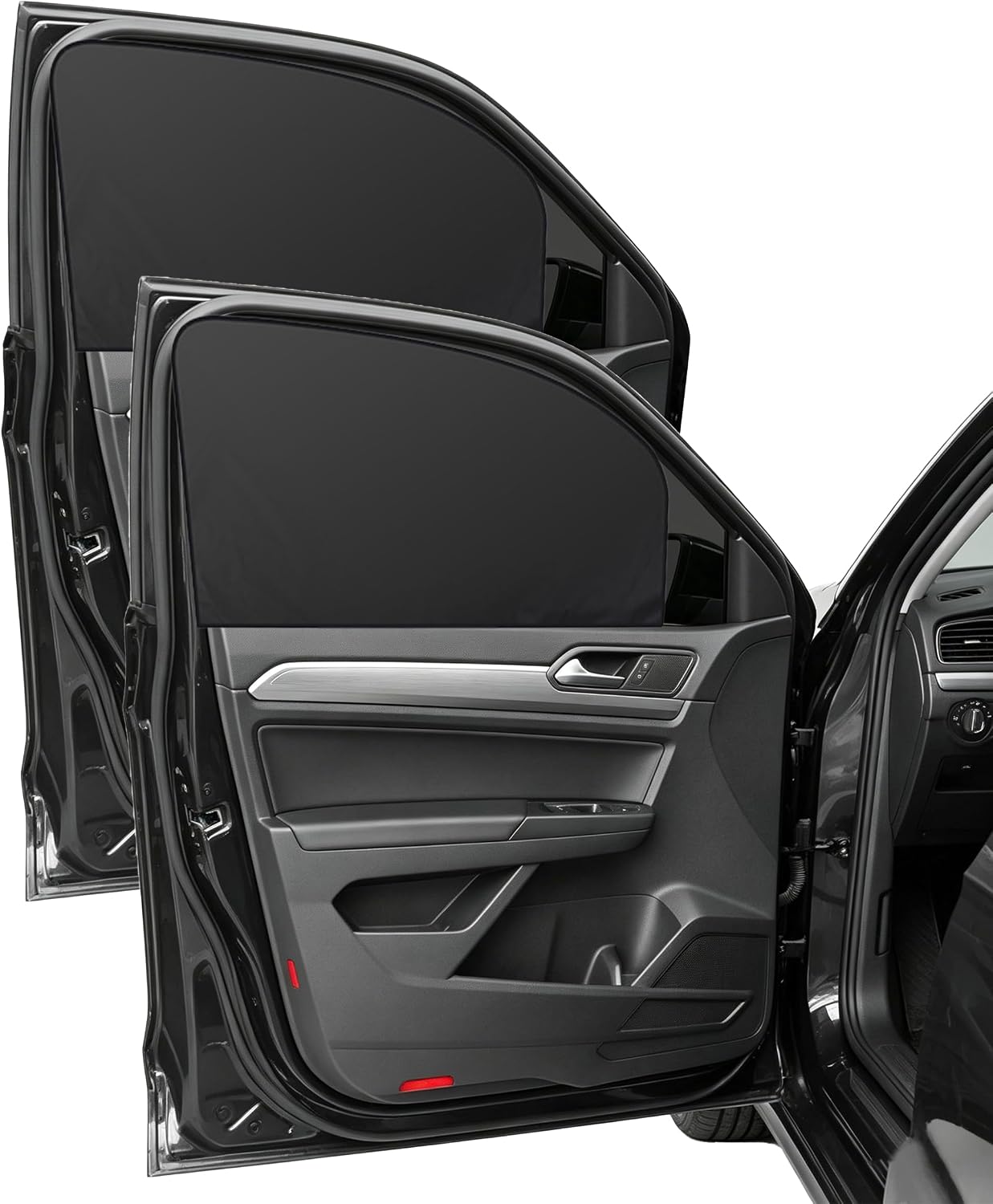 Car Window Shades,Car Accessories Magnetic Side Window Covers,Sun Blocker and UV Protector for Baby, Kids,Automotive Double Layer Curtain,Suitable for Most Car (Black, Front Window)