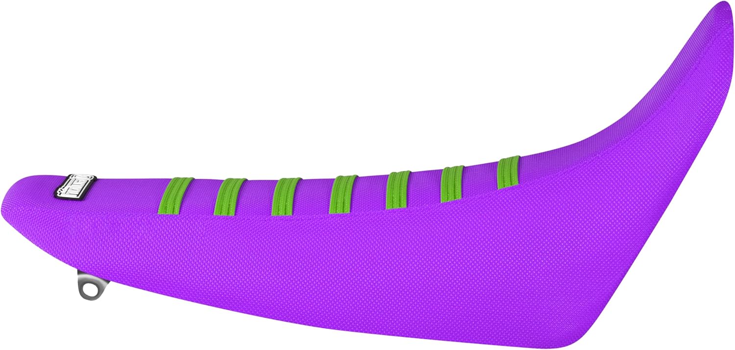 Enjoy Mfg Seat Cover - Compatible Fit for Kawasaki 1995-2007 KDX200 / KDX220 / KDX 200 / KDX 220_#85 Logo (All Purple with Green Ribs)