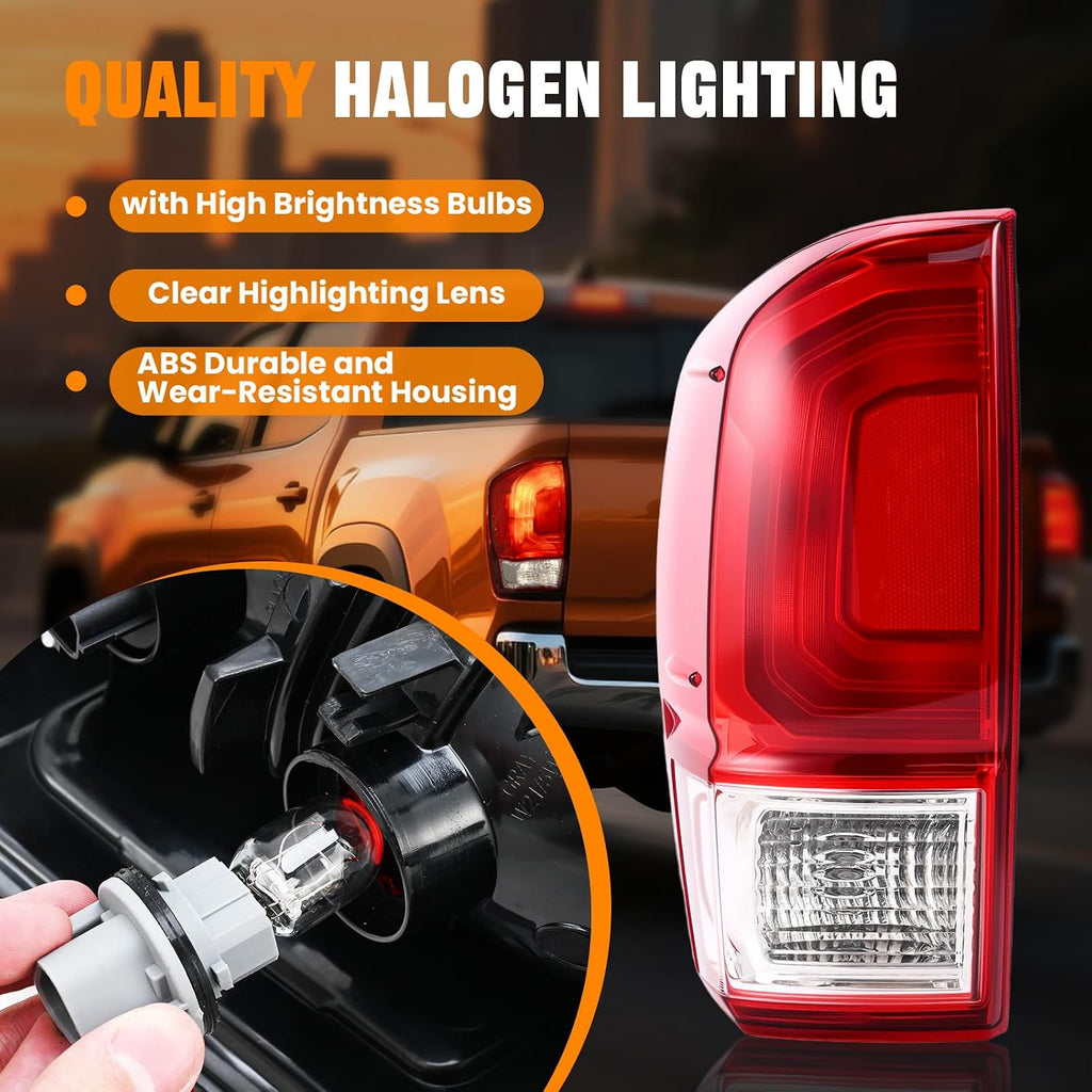 Tail Lights Assembly Compatible with Toyota Tacoma 2016-2023 Left Driver Side Rear Taillight Brake Signal Assemblies with Bulbs, Replace ‎81560-04170 81560-04190 81560-04220