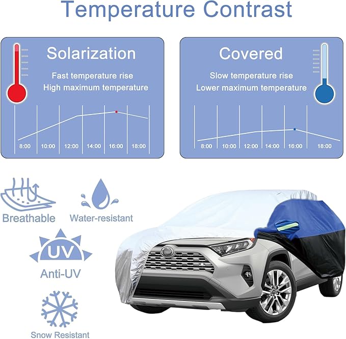 Car Cover for SUV Waterproof All Weather Snowproof UV Windproof Outdoor Full - Image 4