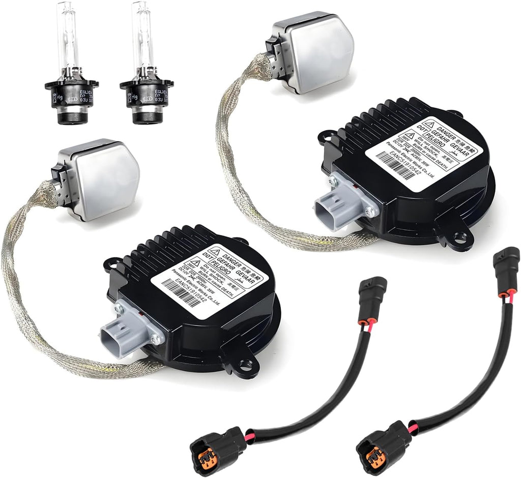 2PCS Xenon HID Headlight Ballast Control Unit w/Igniter & D2S Bulb Replacement for Nissan Rogue 350z Altima Murano Marano Maxima,for Infiniti G35 G37 FX35 Qx56, # Replace 28474-89904 28474-8991A