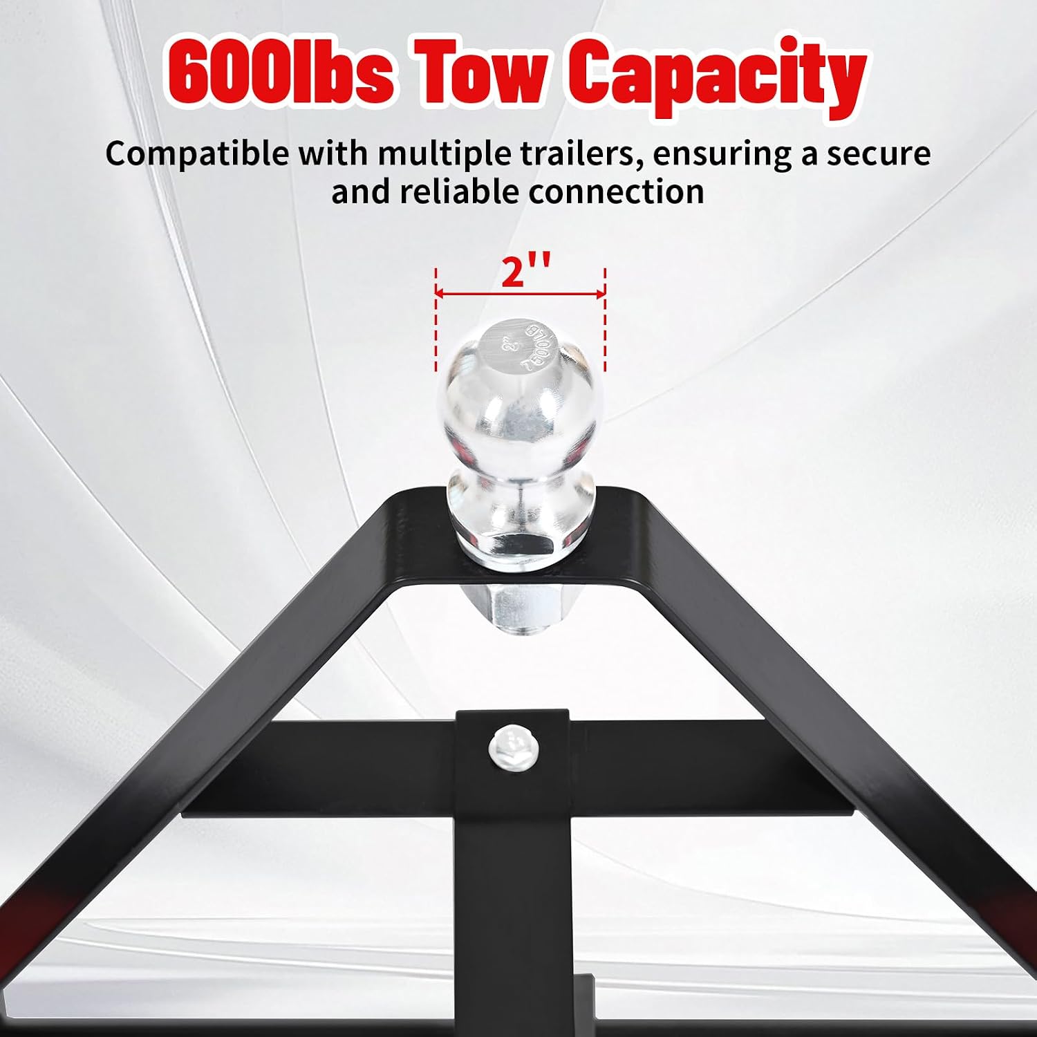 600 LB Load Capacity Trailer Dolly, Heavy Duty 2-Wheel Hand Trailer Mover with 2” Hitch Ball, Dual 13” Pneumatic Tires for RV, Boat & Utility Trailers