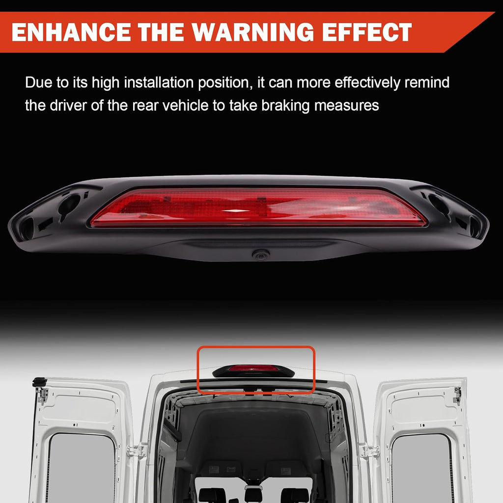 LK4Z13A613D Third Brake Light Assembly Center High Mount Stop Light （with camera） Compatible with Ford Transit 150, 250, 350 (SRW) 2020-2025 3rd Brake Light Replace NK4Z-13A613-K NK4Z-13A613-A