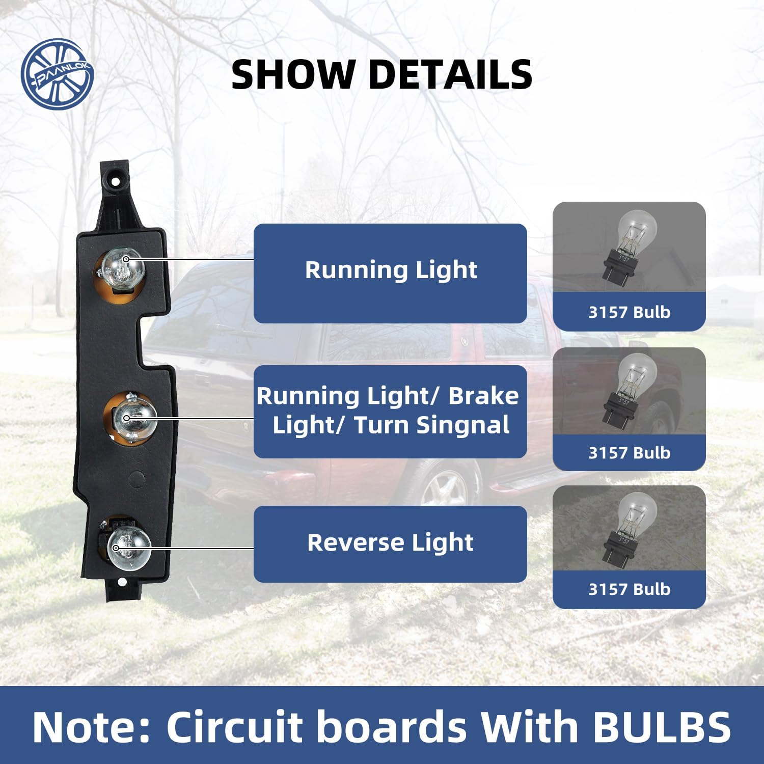 Tail Light Connector Plate with Bulbs Kit for 1988-2000 Chevy/GMC C/K 1500/2500/3500 Pickup, Suburban, Tahoe, Blazer, Escalade | Complete Socket Circuit Board, Fleetside, Left Driver Side