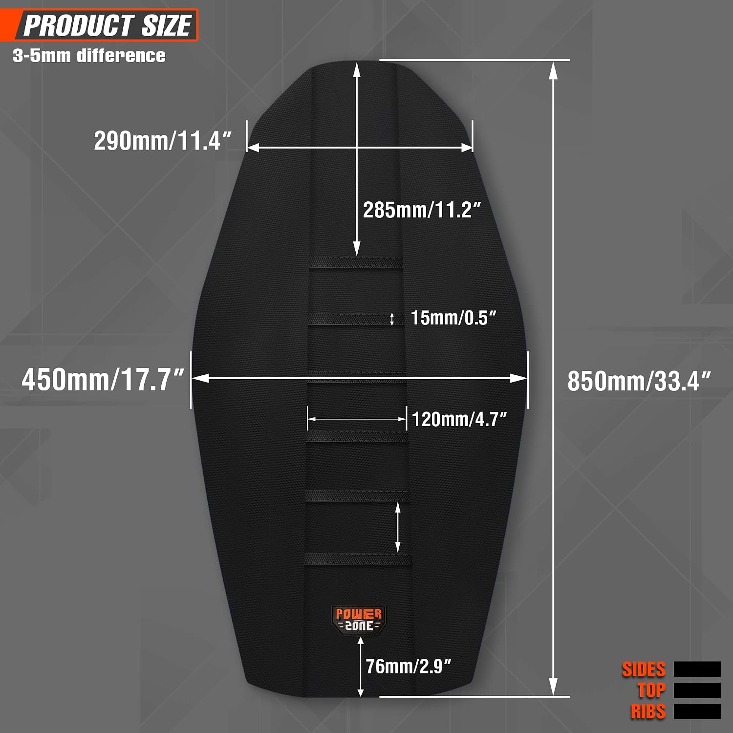 Universial Dirt Bike Seat Cover - Soft Ribbed Rubber Seat Covers for Motorcross Enduro (Black-2)