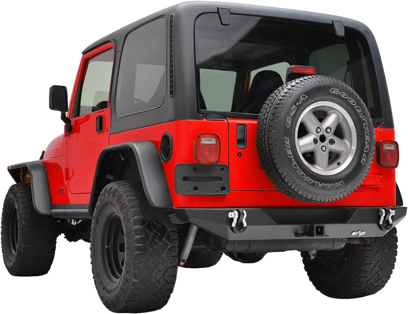 EAG Rear Steel Bumper and Hitch Receiver Fit for 87-06 Wrangler YJ TJ