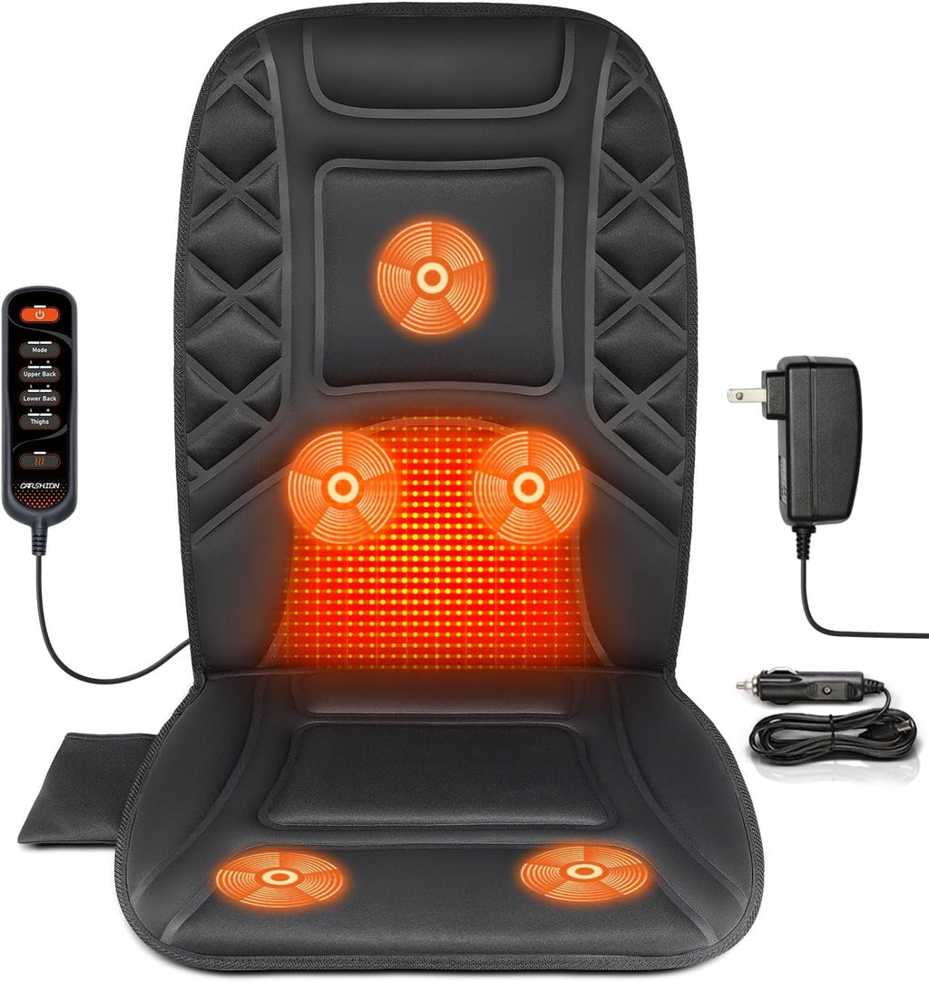 Back Massager with Heat, Heated Seat Cover Cushion with 5 Vibrating Massage