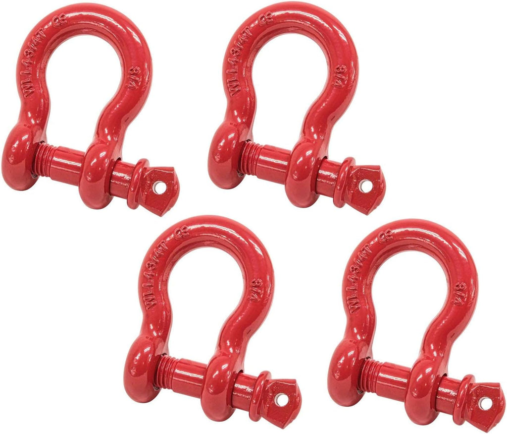 Mytee Products 3/4" Anchor Shackle Forged Carbon Steel w/Alloy Screw Pin WLL # 4.75 Tons (9,500 lbs) | Double Rust Protection Heavy Duty D Ring Shackle for Towing, Rigging & Vehicle Recovery (4 Pack)