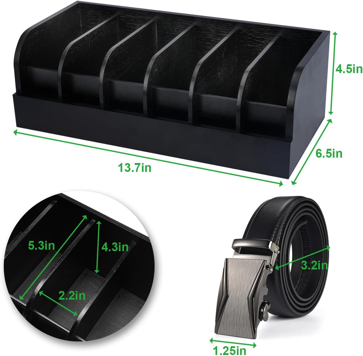 gti belt organizer, 2pcs 6 compartments belt organizer, close-up detail