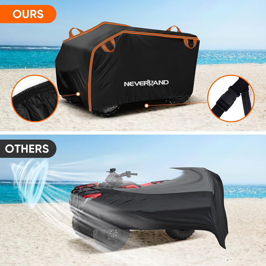 NEVERLAND ATV Cover Waterproof Heavy Duty 4 Wheeler Cover with Buckle, Dustproof Anti UV Windproof All Weather Outdoor Storage Quad Cover for Polaris Sportsman Yamaha Suzuki Honda Coleman Can am XXL