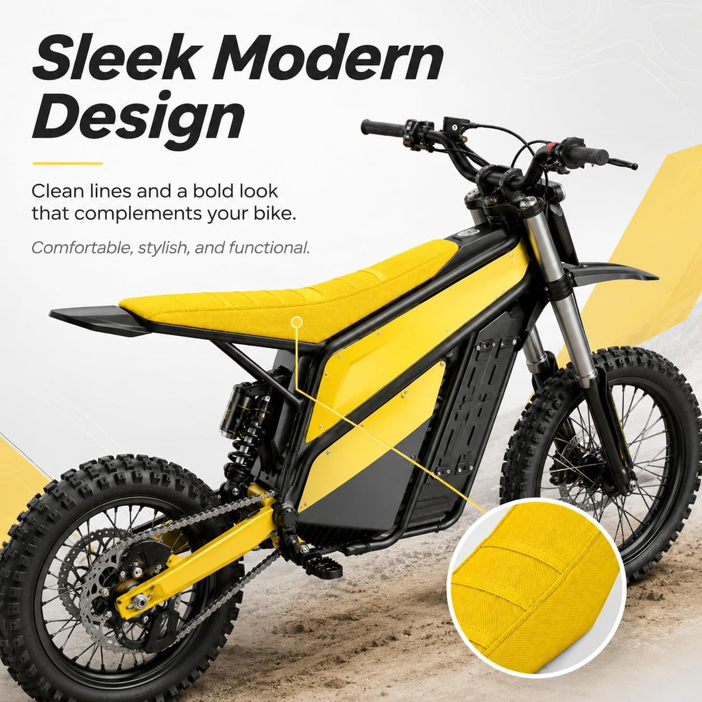 Dirt Bike Seat Cover, Non-Slip Gripper Cushion Pad Replacement, Compatible with Heybike Villain Electric Dirt Bike (Yellow)