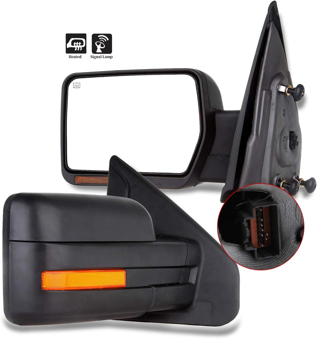 Passenger Side Heated Towing Mirrors Fits 2007-2014 for Ford for F-150 Series Truck Pickup, Power Adjusted View Mirror with Turn Signal Indicator
