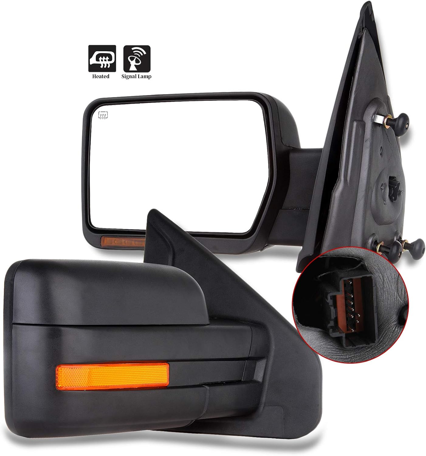 Passenger Side Heated Towing Mirrors Fits 2007-2014 for Ford for F-150 Series Truck Pickup, Power Adjusted View Mirror with Turn Signal Indicator