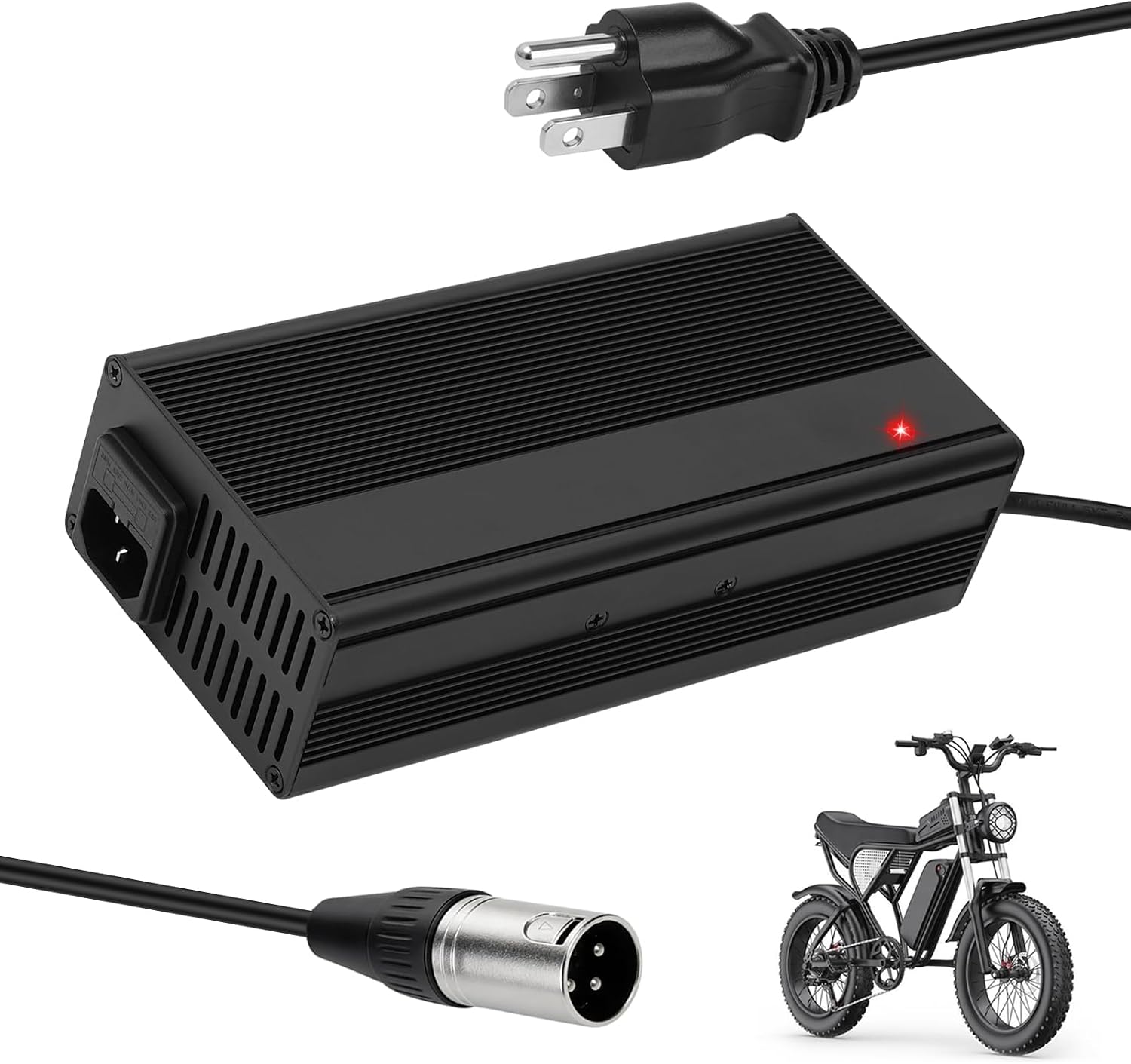 Upgraded Fast Charging 3-Pin 48V 5A Battery Charger for Q20 Ridstar, Battery Power Adapter, Waterproof & Moisture-Proof & Protection Against Overcurrent Charger Part for Q20 Ridstar ﻿(5A)