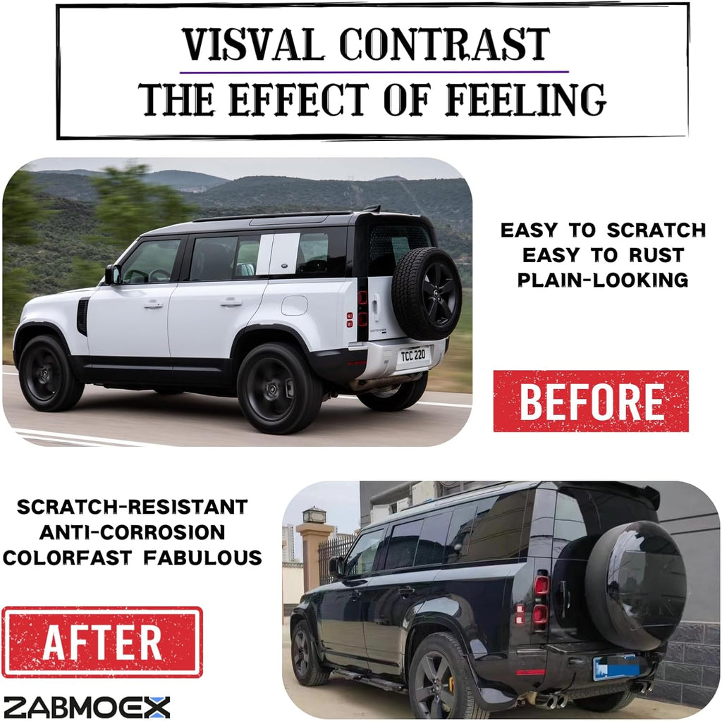 Spare Tire Wheel Cover Fits for Land Rover Defender 90 110 130 2020 2021 2022 2023 2024 2025 ABS+PU Glossy Black Letters Protective Cover