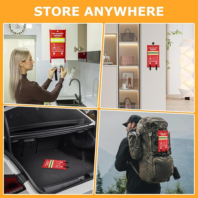 Emergency Fire Blanket, 1 Pack Fiberglass Flame Retardant Fire Blankets - Image 7