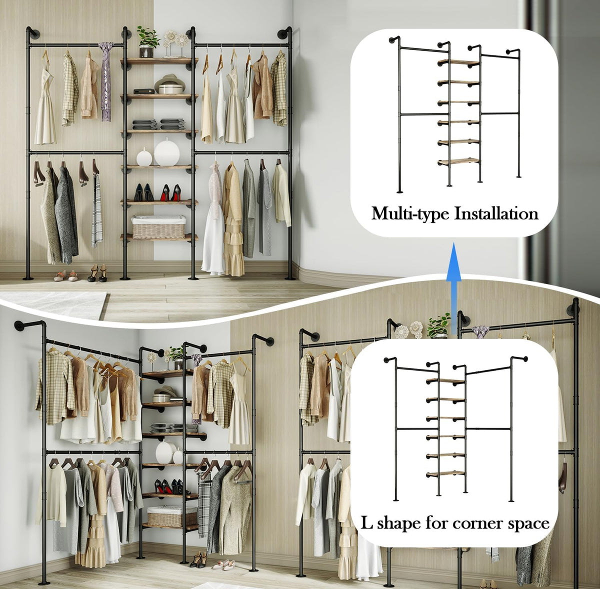 hkaikzo wall mounted closet system 85" h×81" w, package contents