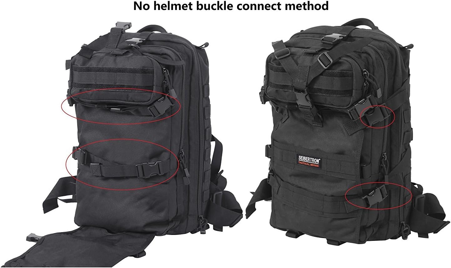 Seibertron Waterproof Large Capacity Molle Motorcycle Helmet Holder/Cycling Helmet Storage/Hiking Helmetcatch Bag/Backpack Also Fit Basketball Football Soccer Backpack Black