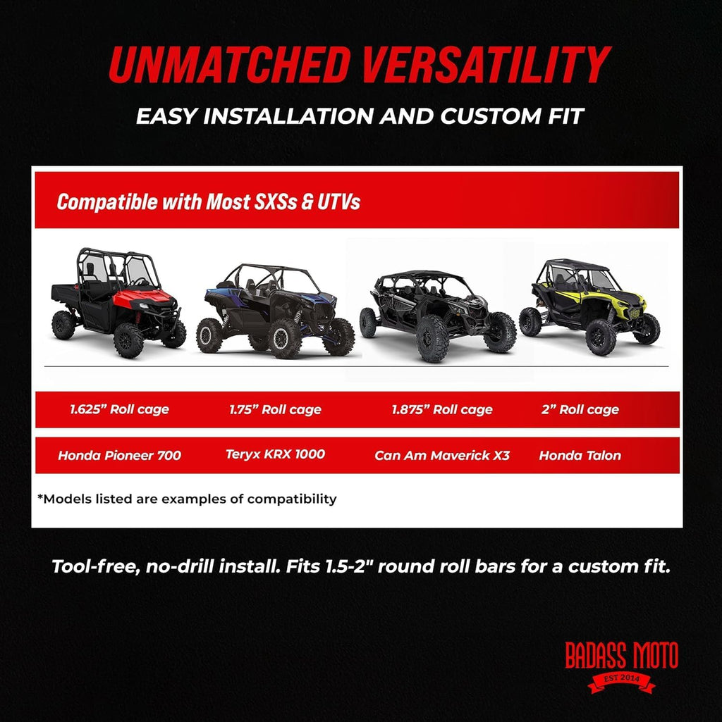 Badass Moto Roll Bar Grab Handles - SXS, ATV, & UTV Grab Handles Grips