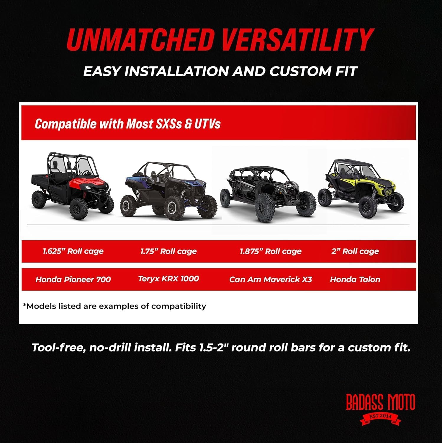 Badass Moto Roll Bar Grab Handles - SXS, ATV, & UTV Grab Handles Grips