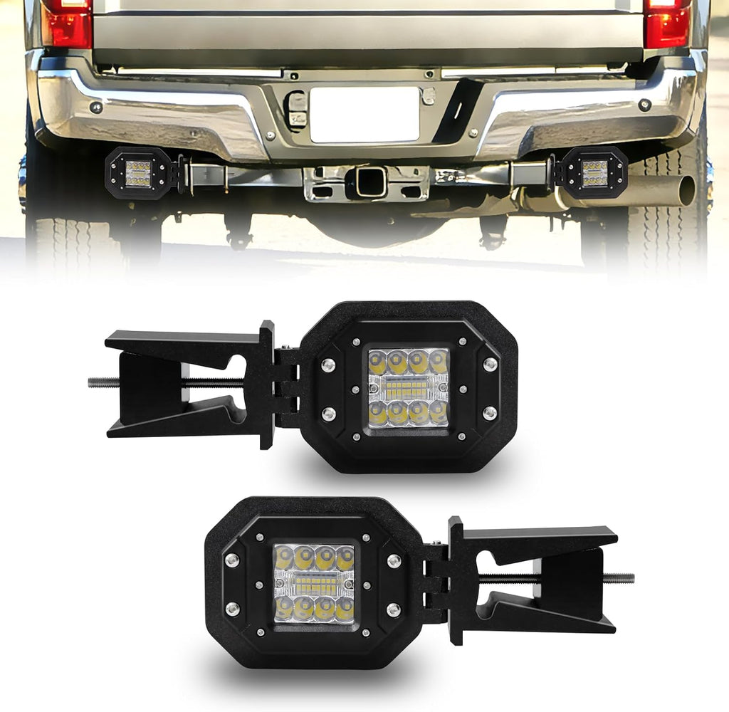 2Pcs Hitch Bar Reverse Lights for F250/F350/F450 Superduty (2008-2026) With 45W LED Reverse Light, No Drilling Required, Suitable for 2.5-Inch Interfaces