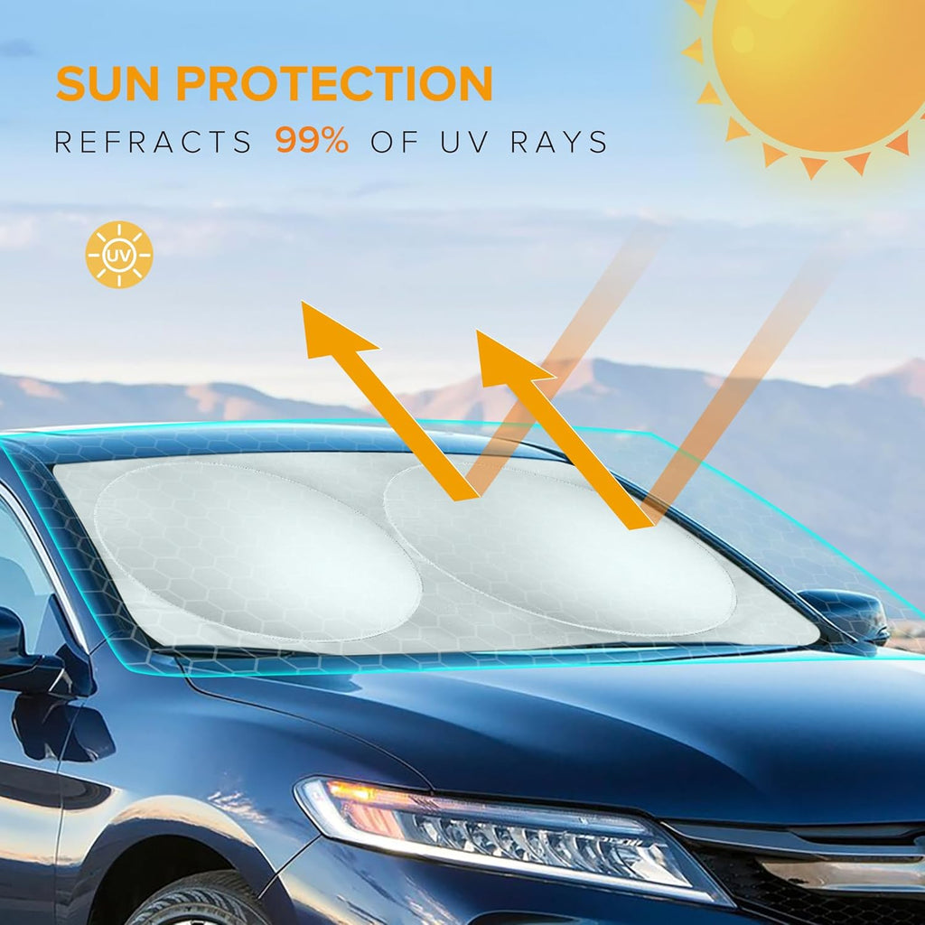 XHRING Windshield Sun Shade for Kia K5 2021-2026 Soul 2010-2025 Sportage 1995-2026 Optima 2011-2020 Seltos 2020-2027 Forte 2019-2026 Accessories, Car Window Sunshade Sun Visor Shield for Kia Rio