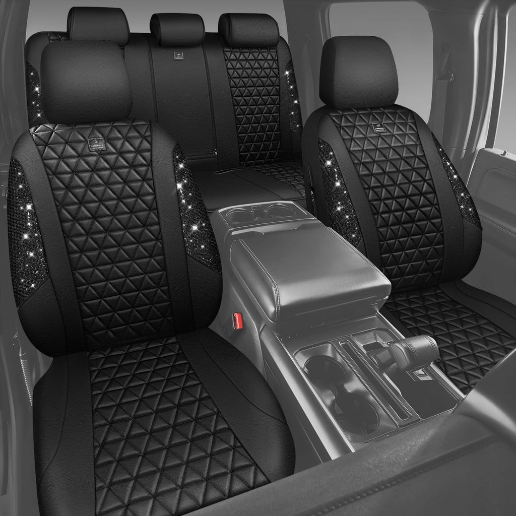 car pass bling diamond black leather car seat on a desk or shelf