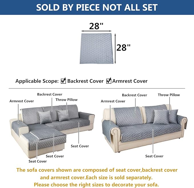Eismodra Armrest Covers, Couch Cover, Sofa Cover, Backrest Covers, Anti-Slip - Image 5