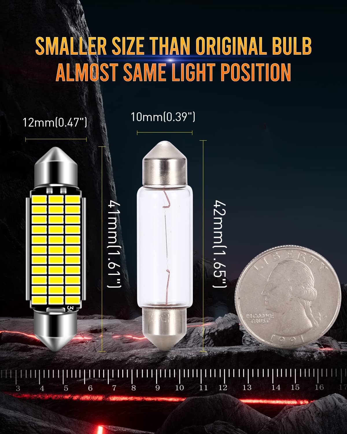 211-2 578 Led Bulbs 569 41mm 42mm 1.65in 6500k White Super Bright Interior Led Festoon Bulb for Car Map Light Dome Light,Pack of 5