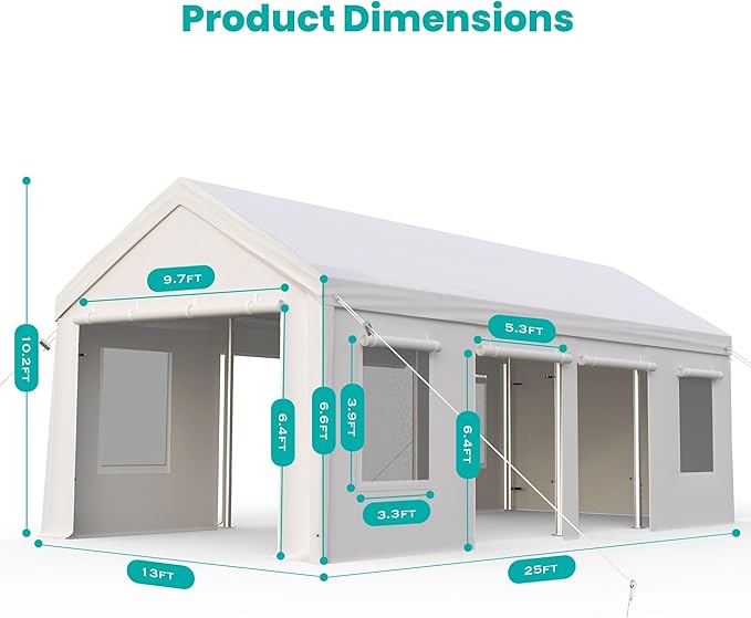 13x25ft Carport, Heavy Duty Carport - Image 5