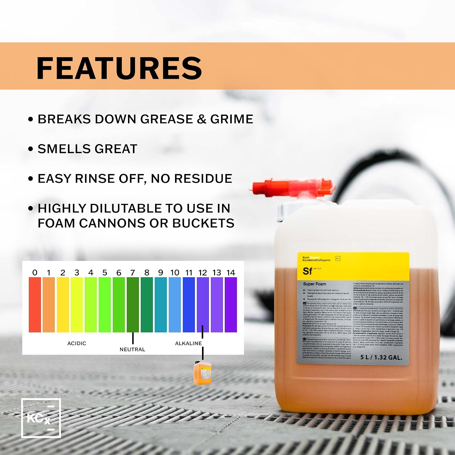 KOCHCHEMIE Super Foam - Alkaline pH Foamy Soap, Easy Rinse Off, Fruity Aroma, Can Be Used In Spray Guns (5 Liters)