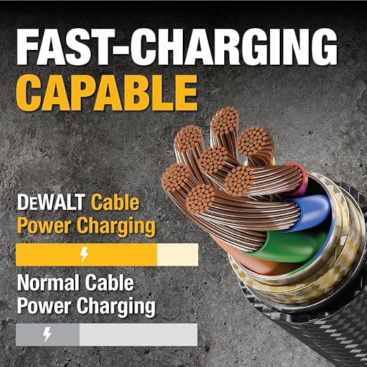 DEWALT Heavy Duty USB A to Lightning Cable Durable iPhone Charger, Lightning - Image 4