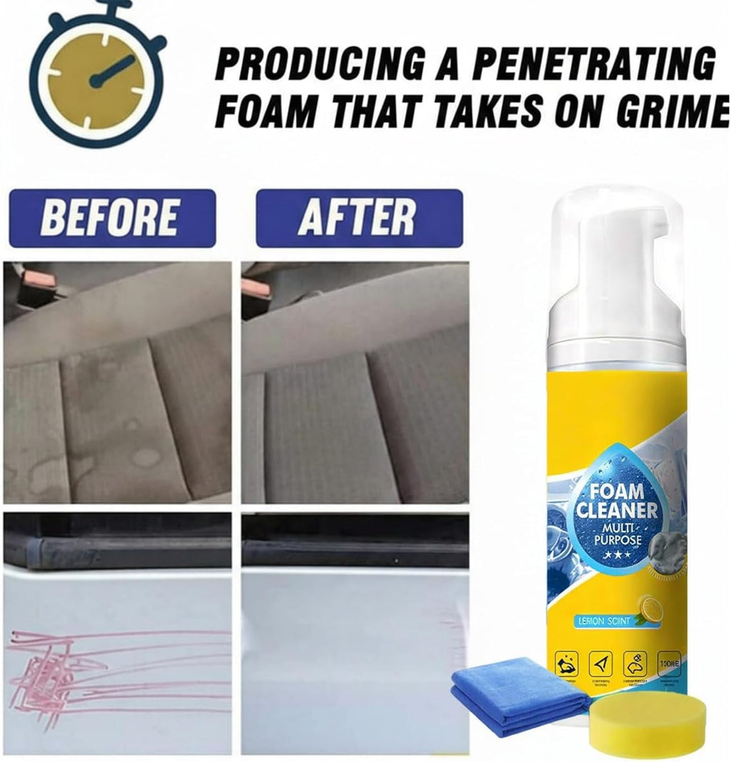 Foam All-Purpose Aerosol Cleaner Spray, Multi-enzyme Foam Spray Cleaner, New Multipurpose Powerful Foam Cleaner Spray, Enzyme Foam Deep Cleaning Spray, Bathroom Car Interior Sofa (PCS-2)