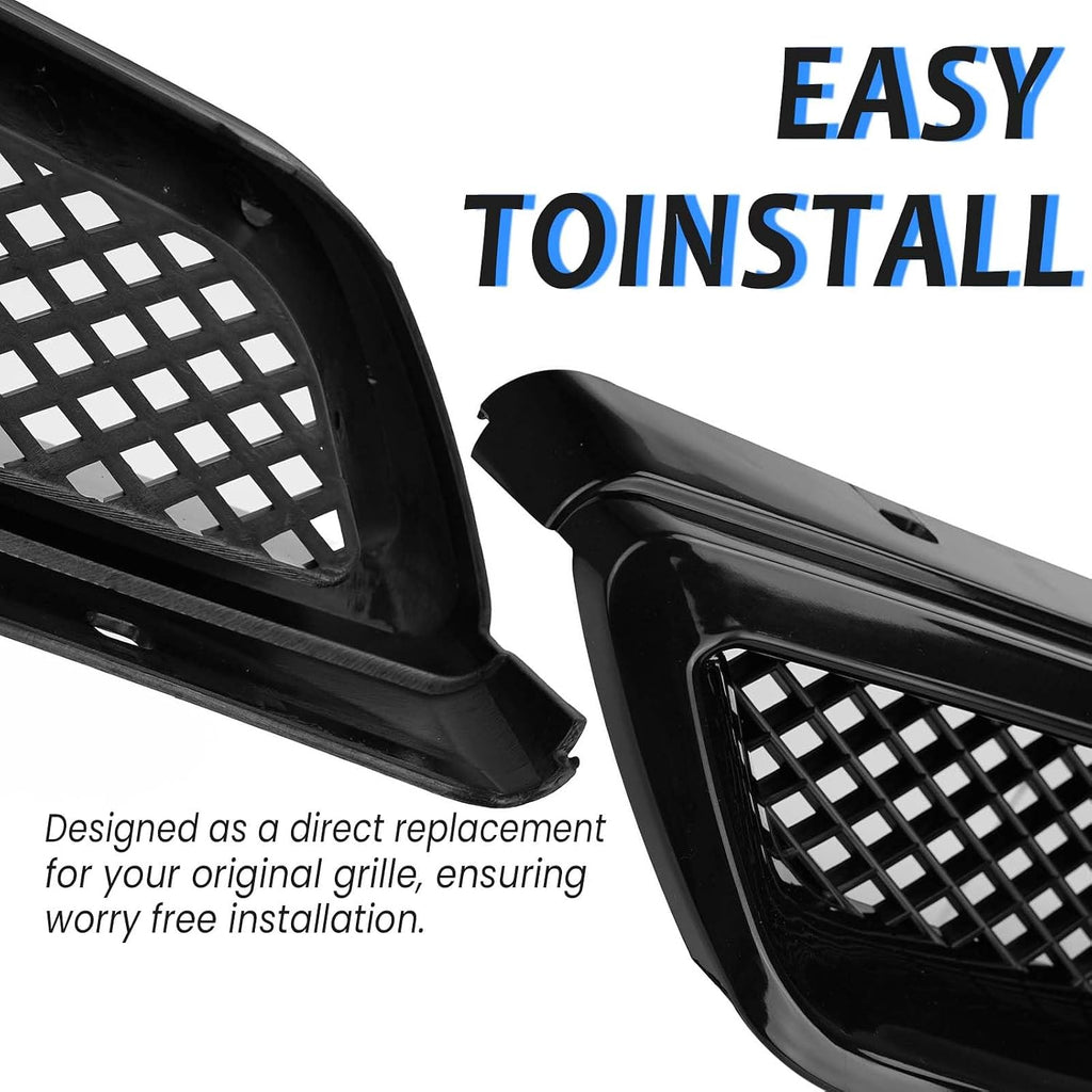 Front Bumper Grille Fit 1999-2000 for Civic Coupe/Sedan JDM Type R ABS Black Mesh Front Upper Grill Guard Replacement Part