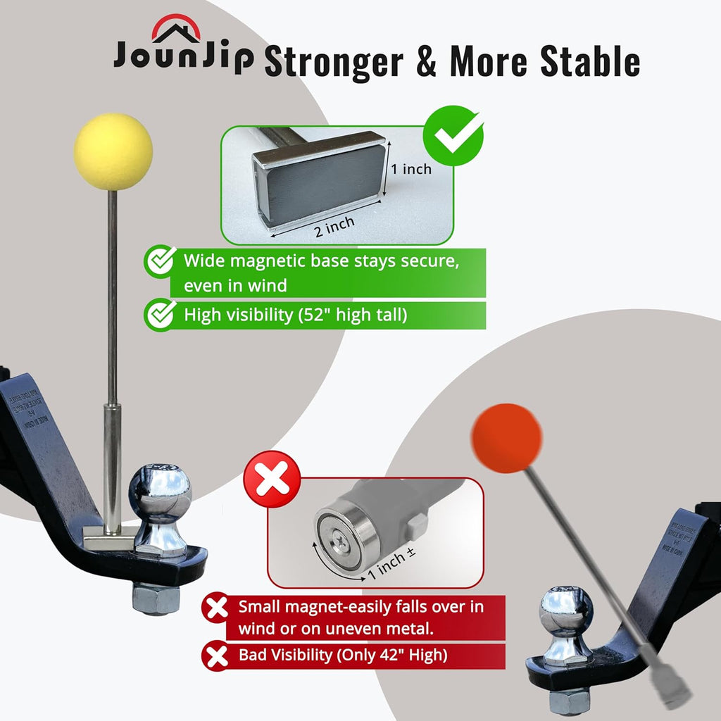 JOUNJIP 52 inch Magnetic Trailer Hitch Alignment Kit - [Upgraded] Wider Base for Boat Camper Horse Trailer RV Hitching Towing Accessories -Adjustable Guide Poles Extend Up to 52” - 2 pcs