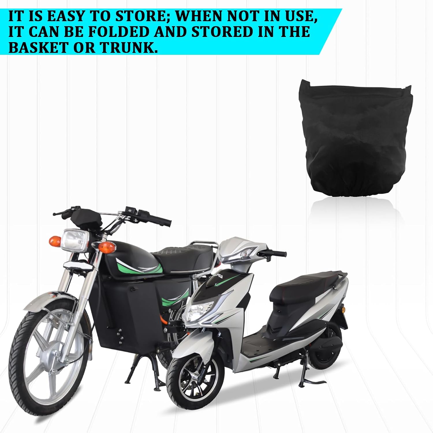 Universal Motorcycle Seat Cover, Waterproof Sunproof Wear-Resistant Oxford Cloth Saddle Protector, All-Season Dustproof Anti-Slip Seat Cushion Replacement Cover for Scooters Mopeds Bikes (Black)