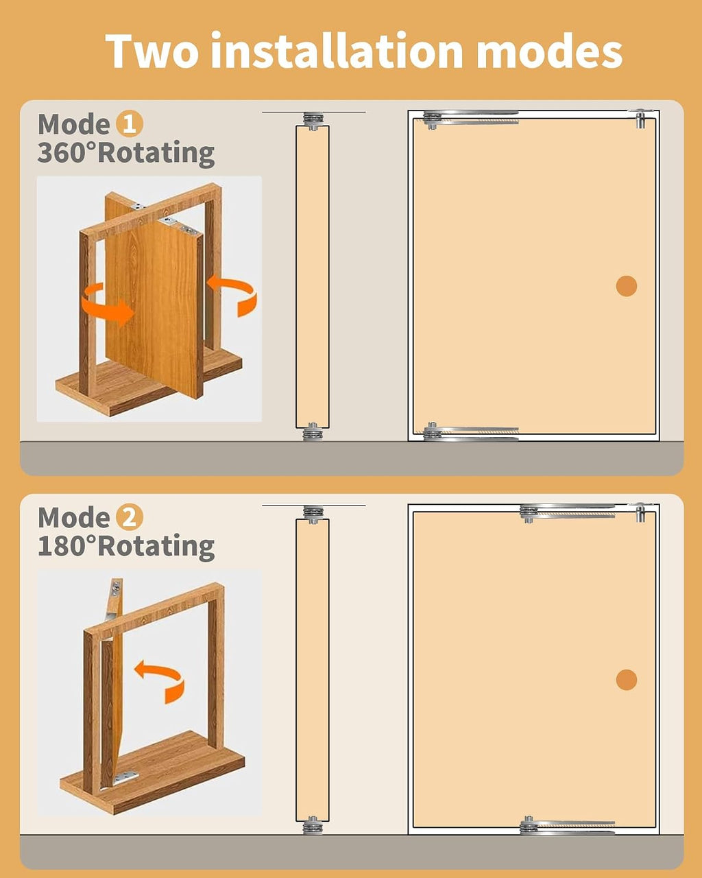 heavy duty pivot hinge for wood door with, side view
