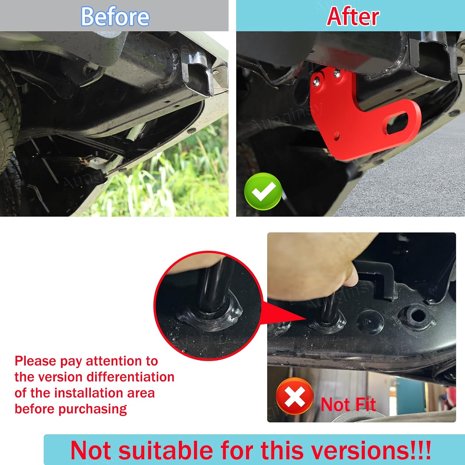 Aunginsy 1PCS Rear Tow Hitch Receiver Hook Compatible with Toyota Tacoma 2024 2025 2026, Car Rear Bumper Trailer Ring Towing Tow Hook Recovery Point Screw Trailer Hitch Exterior Accessories, Red