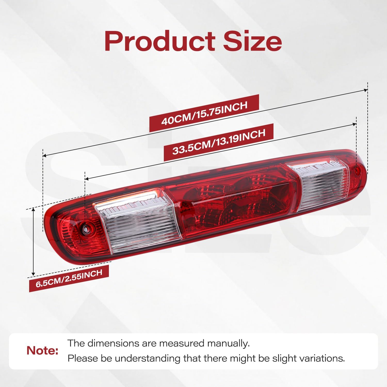 Third Brake Light Assembly Compatible with 2006 2007 2008 2010 2011 2012 2013 Chevy Silverado GMC Sierra 1500 2500 3500 Tail Lights Accessories Cargo High Mount Brake Light (Red/White, Original)