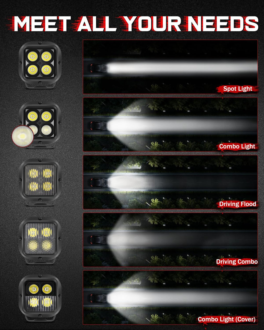 X-Series 3'' CREE LED Pod Lights Cube 2Pcs for Truck Jeep UTV Motorcycle | Driving Combo Beam, CREE XTE LEDs, Reverse Backup Hitch LED Lights, IP68 Waterproof, Aluminum, 12-24V, 3-Year Warranty