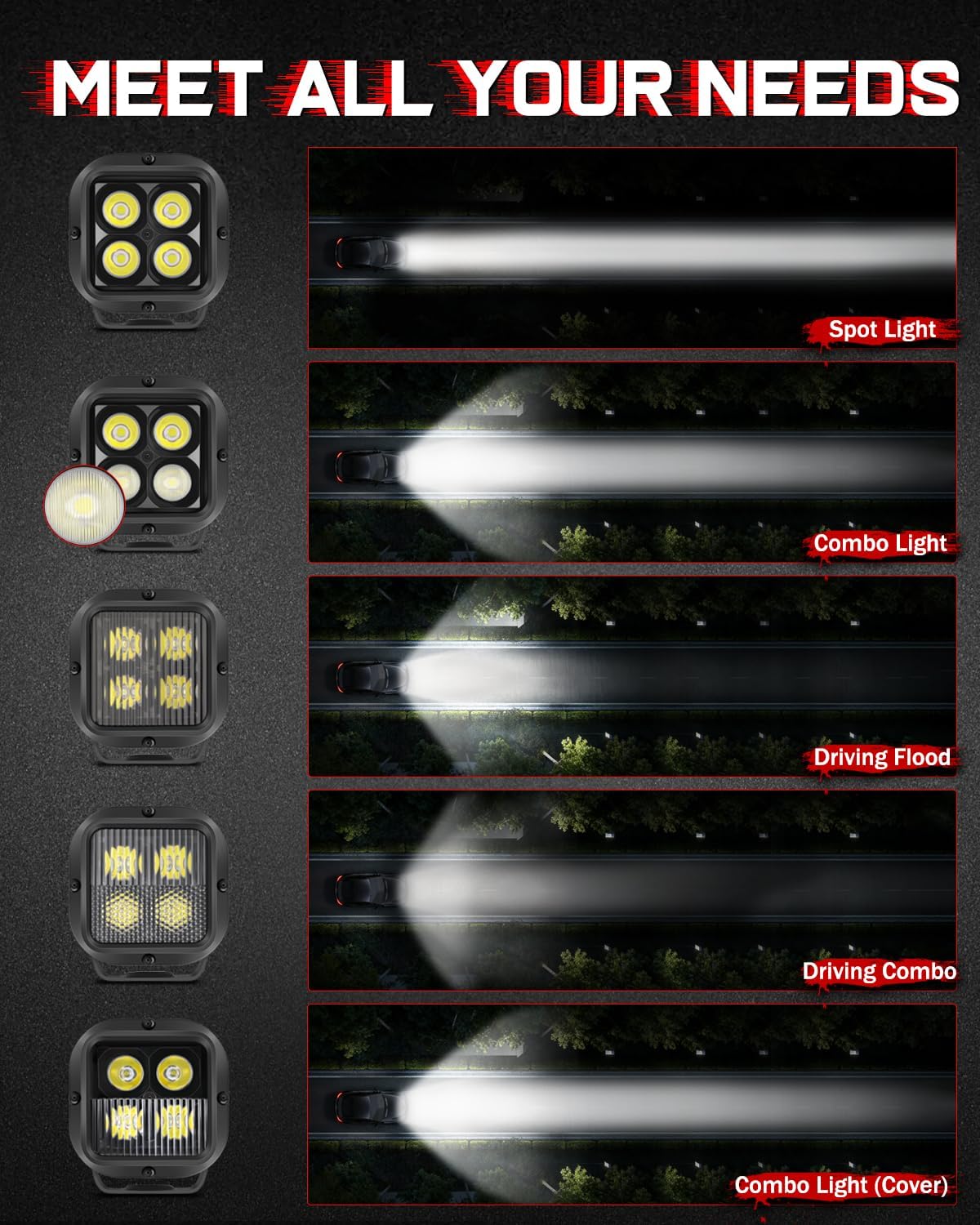 X-Series 3'' CREE LED Pod Lights Cube 2Pcs for Truck Jeep UTV Motorcycle | Driving Combo Beam, CREE XTE LEDs, Reverse Backup Hitch LED Lights, IP68 Waterproof, Aluminum, 12-24V, 3-Year Warranty