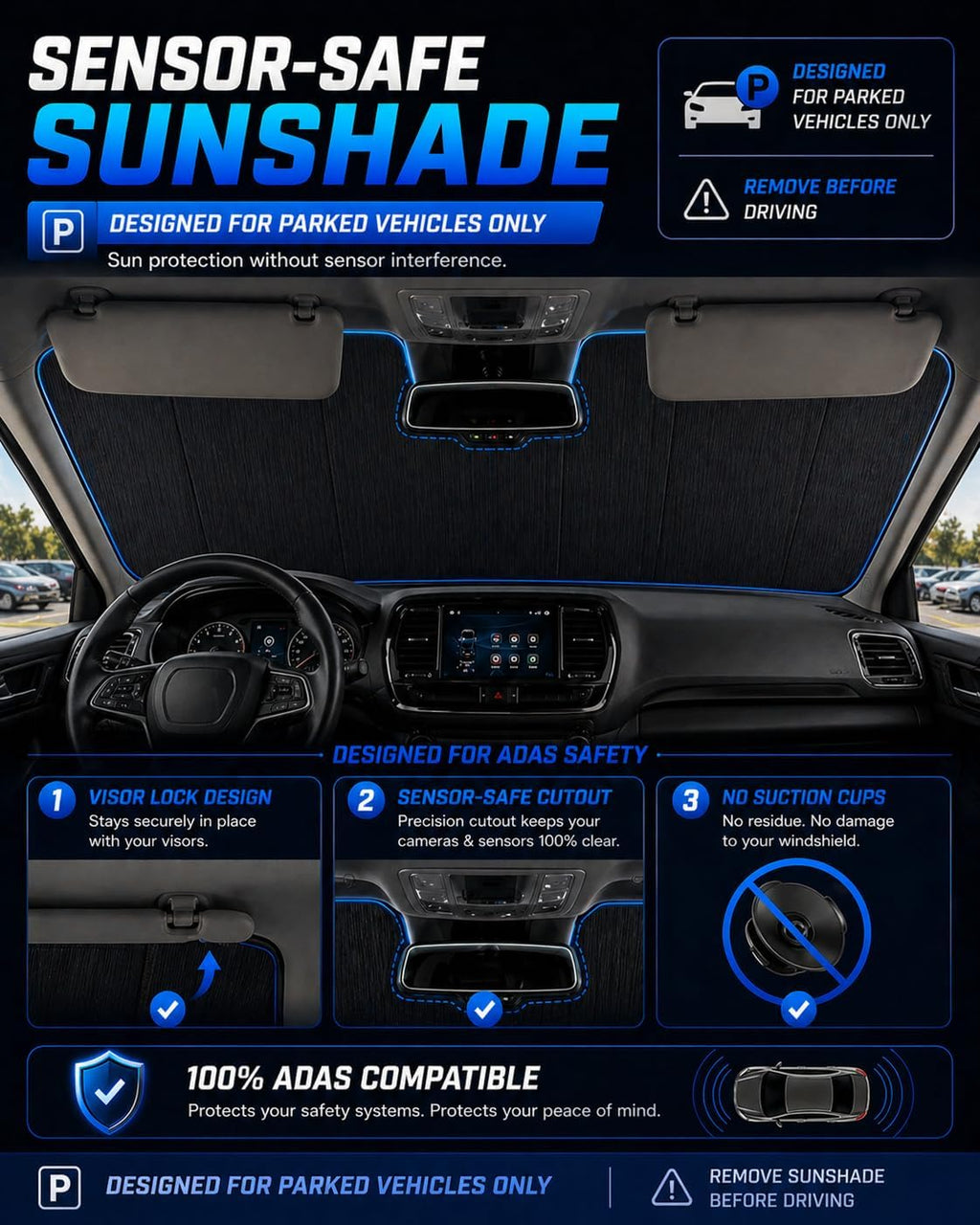 Pigenius Windshield Sunshade for Subaru Forester 2025-2026, Reversible Silver/Black, Liquid Silver Flowing Light & Zero Fold Elastic Strap - Installs in Seconds