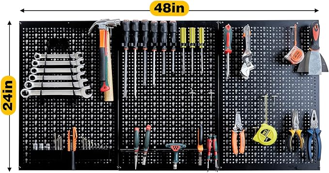 Ultrawall Peg Board Wall Organizer 4 ft. Metal Pegboard Garage Wall Pegboard - Image 3