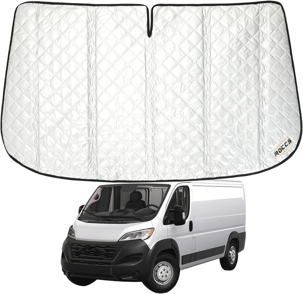 ROCCS Thickest Windshield Sun Shade fit for 2014-2026 Dodge RAM ProMaster Full Size Cargo Van, Diamond Foldable ProMaster Sunshade Front Window Sun Visor Protector Blocks UV Rays Keep Your Car Cooler