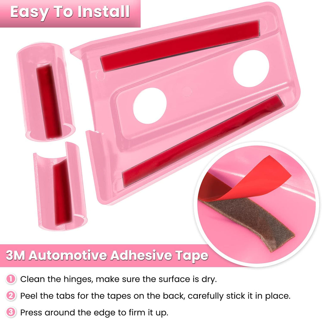 E-cowlboy Door Hinge Cover Trim Exterior Accessories for Jeep Wrangler JK JKU Sport Rubicon Sahara X Unlimited 2-Door & 4-Door 2007-2018 (Pink 8PCS)