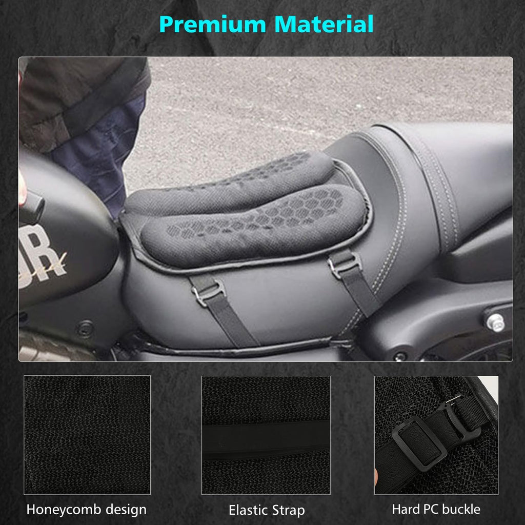 SUNPIE Motorcycle Seat Cushion Small Gel Cover Pad Foldable Universal 3D Honeycomb Structure Seats Cushion w/Breathable for Long Rides