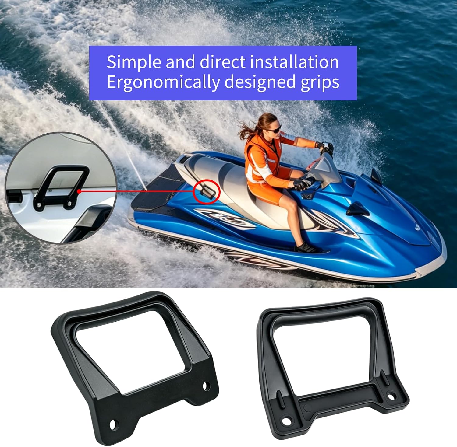 Rear Grab Handle Compatible with Yamaha Wave Runner 3 Venture 650 700 760 1100 FJ0-63771-30-00，Yamaha Wave Left & Right Handle，Vanshly