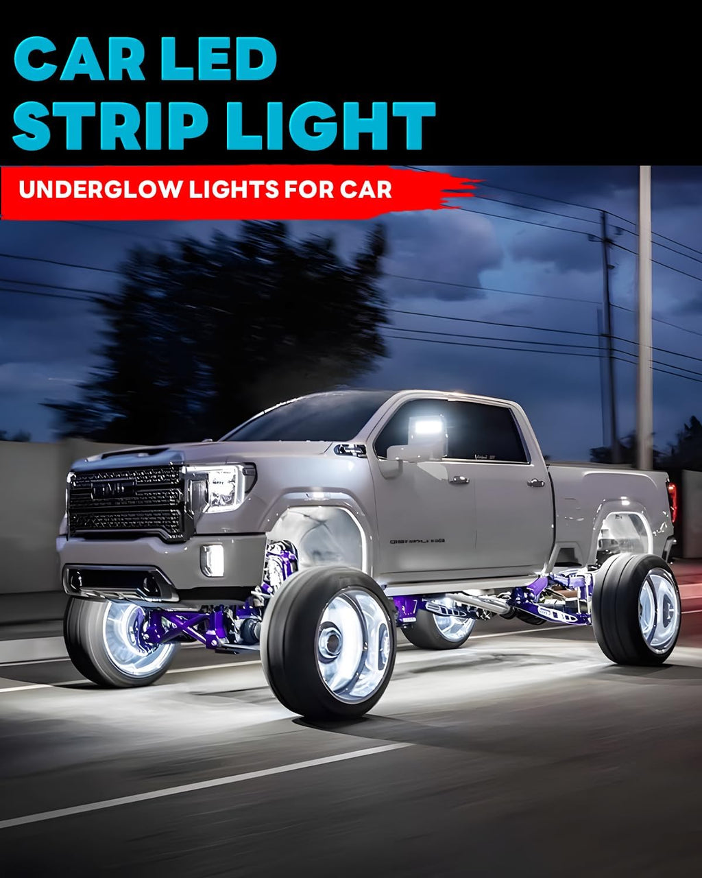 12V Led Light Strip Connectable 24Inch White Led Strip Lights for Car Golf Cart Motorcycle Boat Truck Cabinet Waterproof Led Light Strip,4Pack